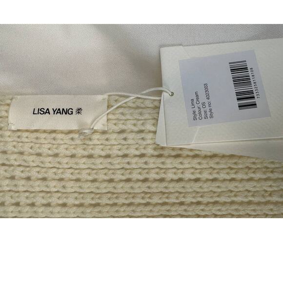 Lisa Yang 100% Cashmere Lima Scarf Chunky Knit Ivory Cream One Size NWT $335 - Picture 7 of 9